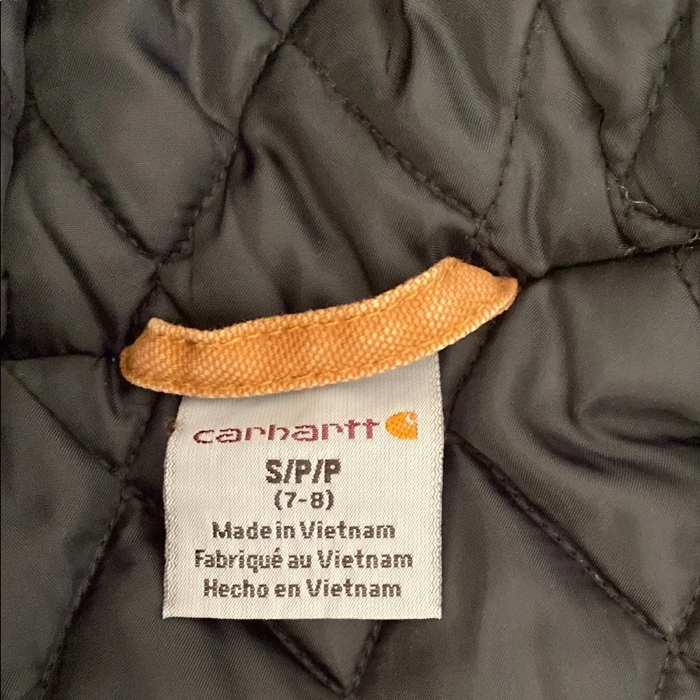 Carhartt Brown Hooded Quilted-Lined Kids Jacket - Picture 3 of 3